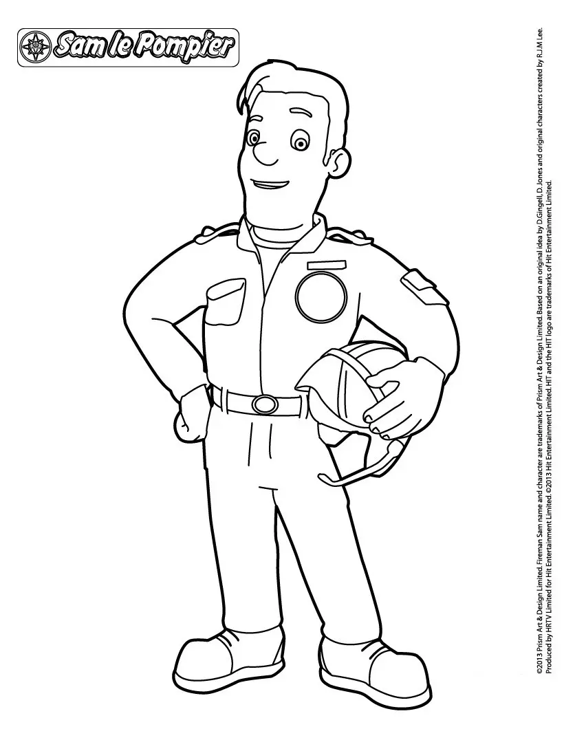 Coloriage Sam Le Pompier Tom Thomas - Sam le pompier à imprimer
