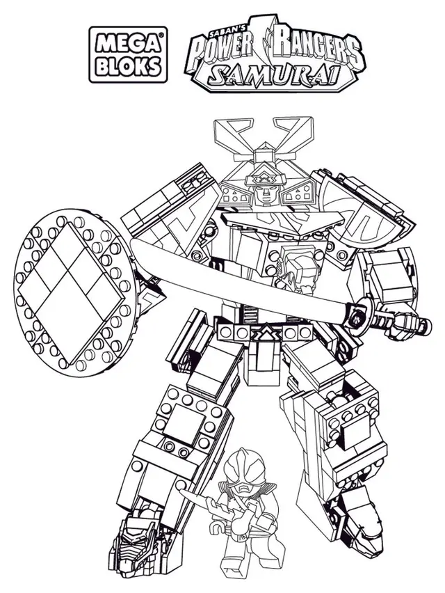 Kleurplaat Samurai Mega Block Power Rangers om te printen
