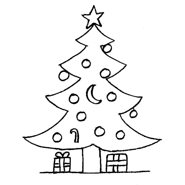 Coloriage Sapin Cadeau - Sapin Noël à imprimer