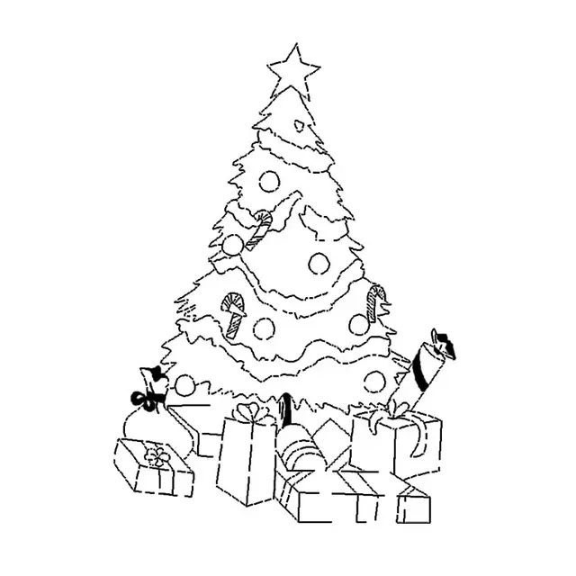Coloriage Sapin Cadeaux - Sapin Noël à imprimer