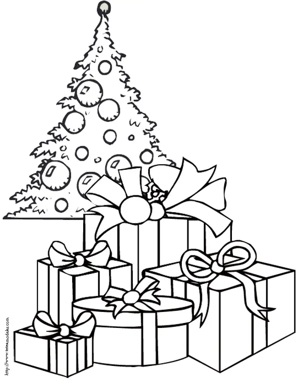 Disegno di Albero di Natale con i regali da stampare
