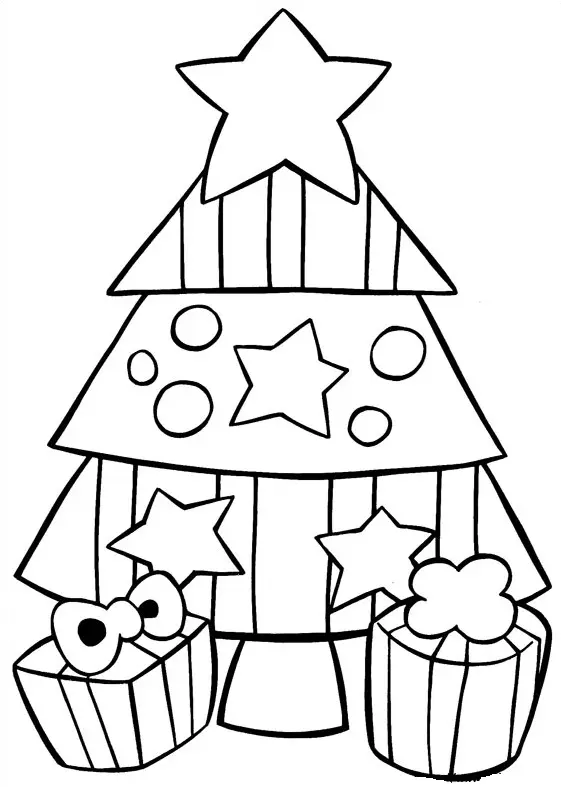 Simple and Easy Christmas Tree coloring page to print