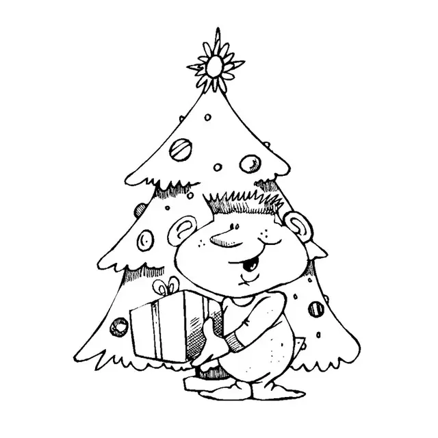 Coloriage Sapin Et Cadeau - Sapin Noël à imprimer