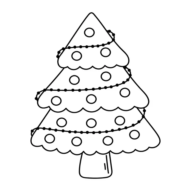 Coloriage Sapin Noël Guirlandes Dessin - Sapin Noël à imprimer
