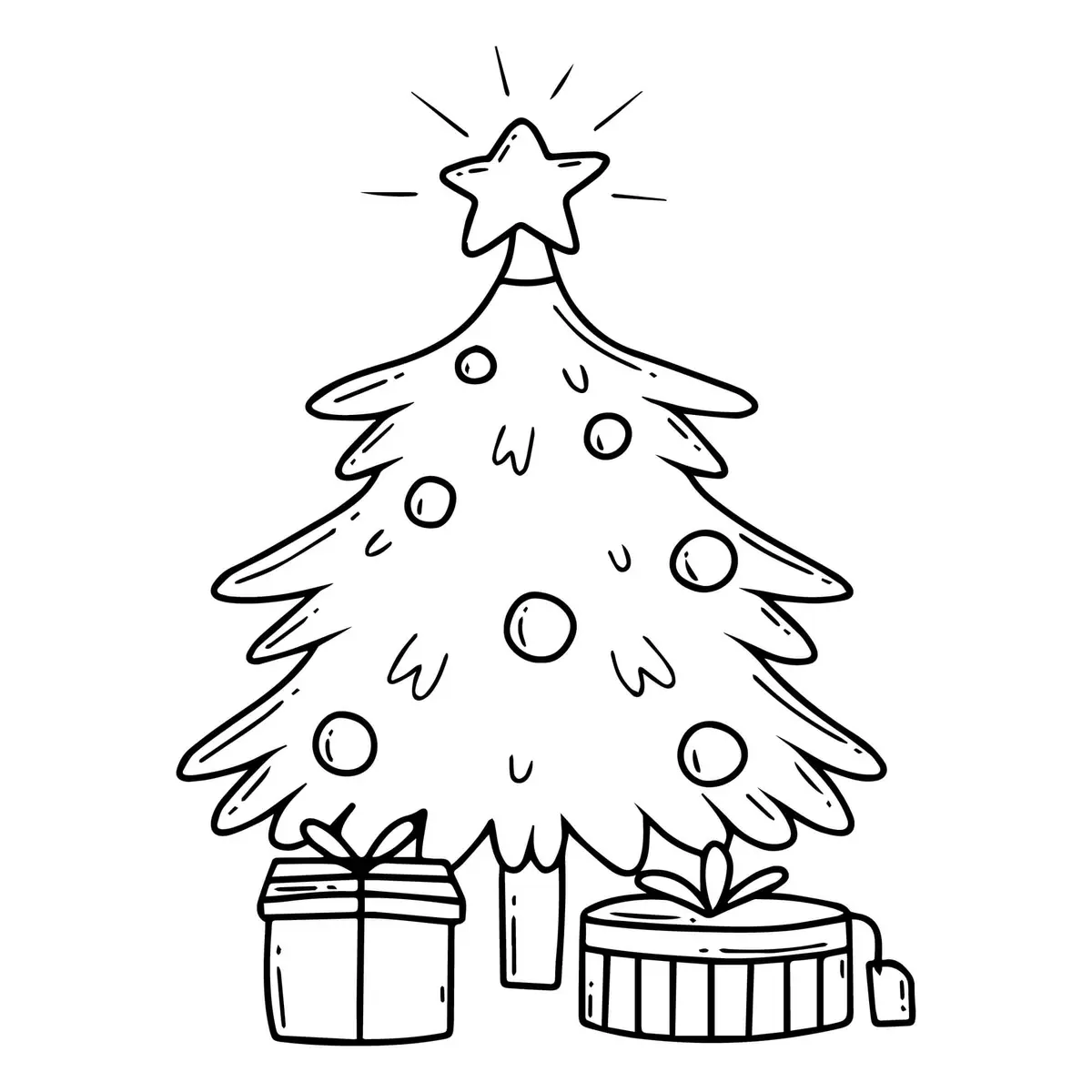 Dibujo de Árbol de Navidad con estrella luminosa para colorear
