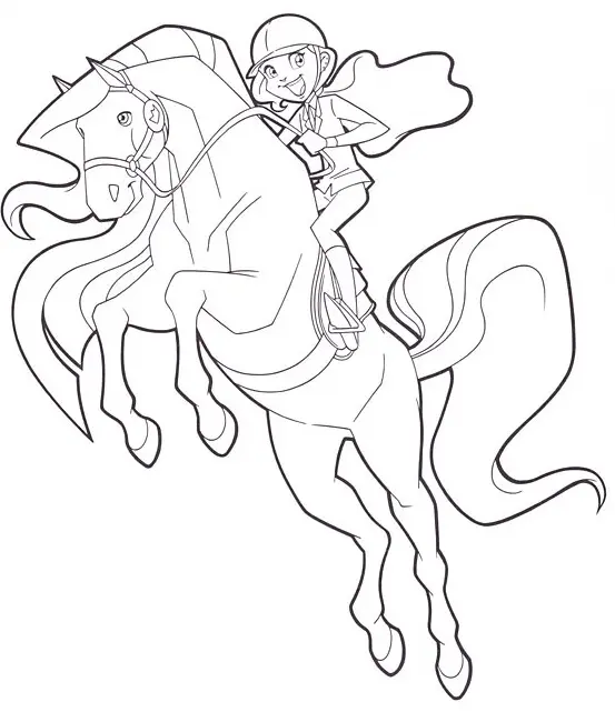 Coloriage Sarah 11 Ans Et Son Cheval Scarlet - Horseland à imprimer