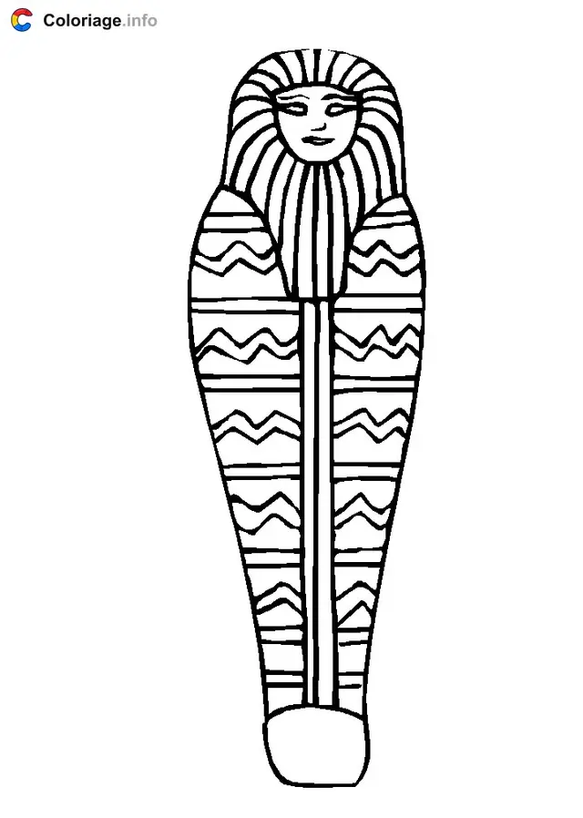 Coloriage Sarcophage de la momie - Égypte à imprimer