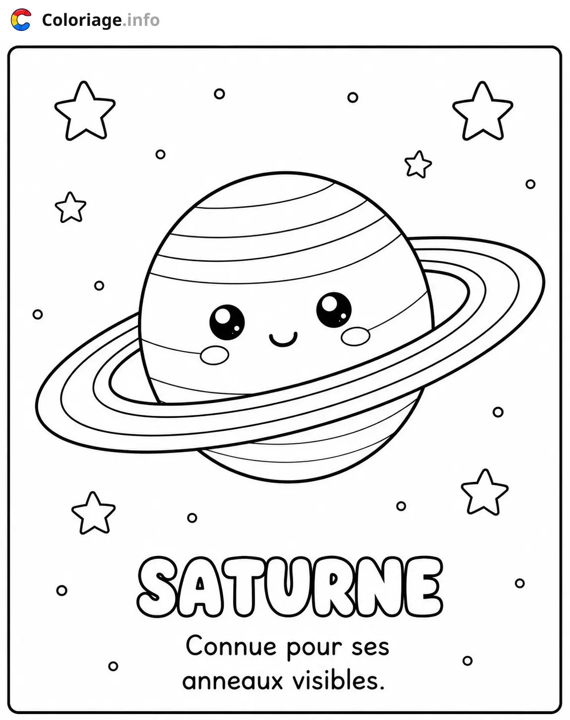 Saturn With Visible Rings in Space coloring page – Planète – to print