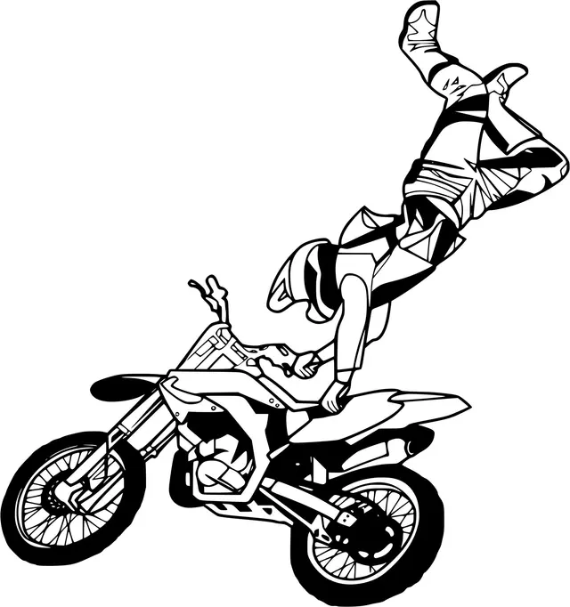 Coloriage Saut Backflip Motocross - Motocross à imprimer