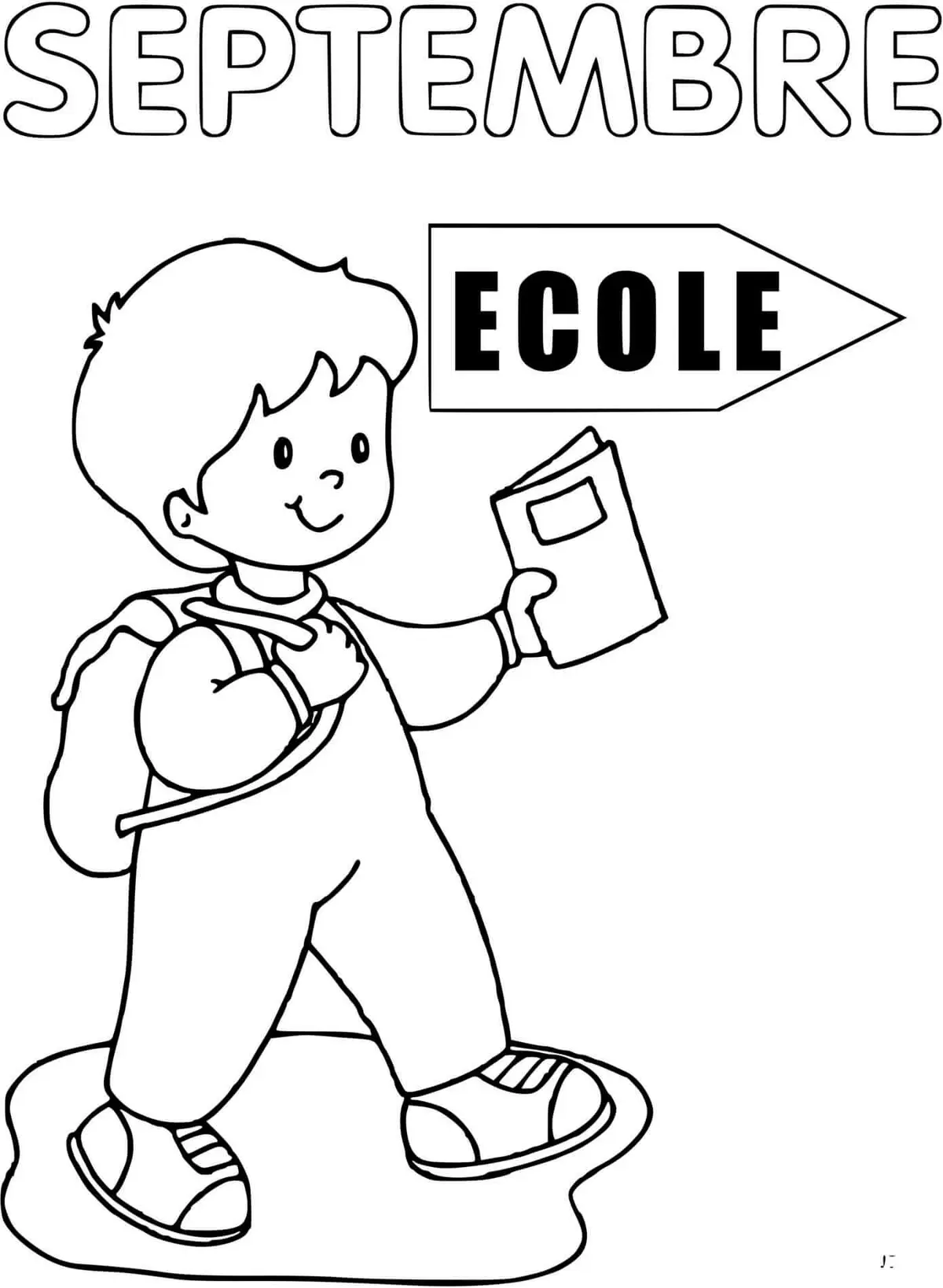 Back to School in September coloring page to print