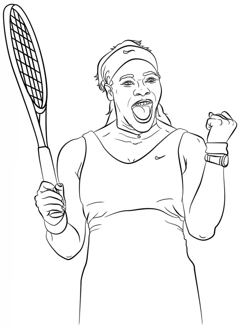 Coloriage Serena Williams Tennis - Tennis à imprimer