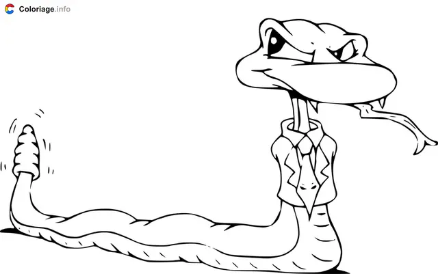 Coloriage Serpent avec cravate - Serpent à imprimer