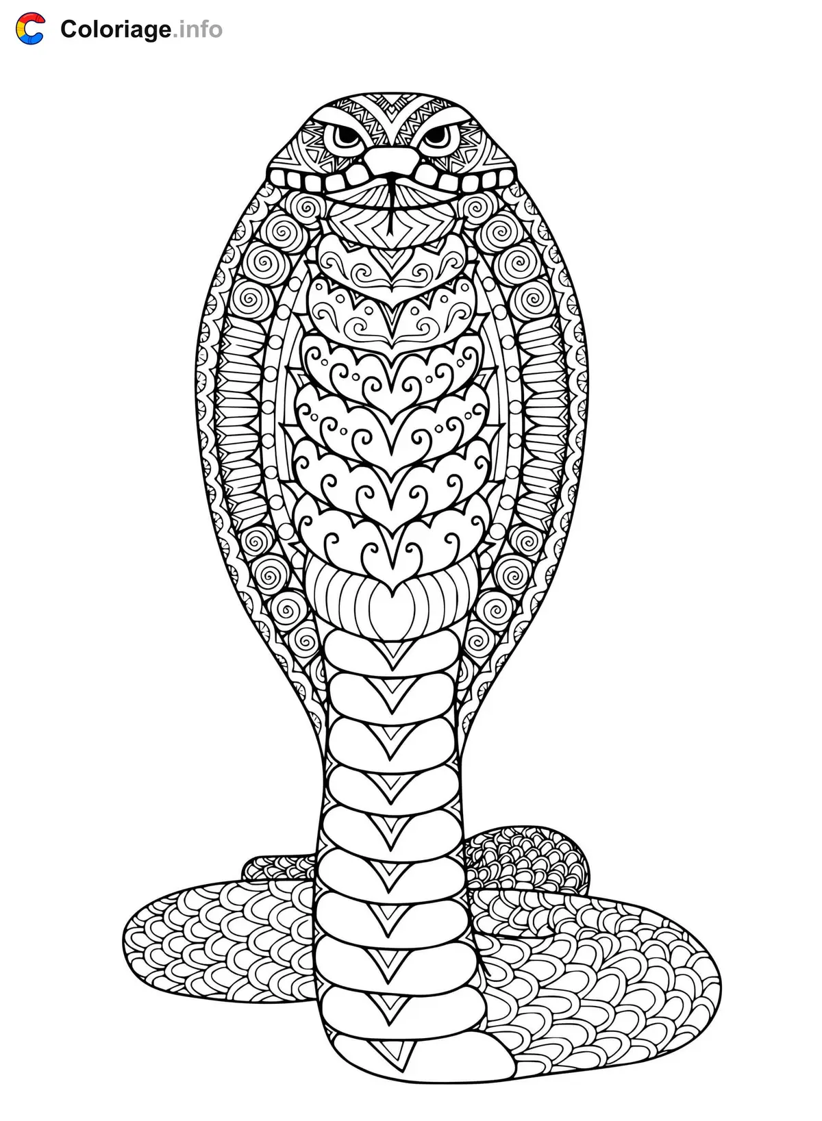 Disegno di Serpente mandala per adulti da stampare