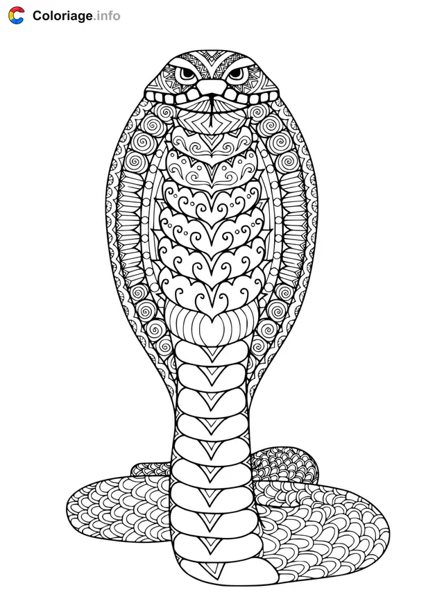 Coloriage Serpent mandala adulte - Serpent à imprimer