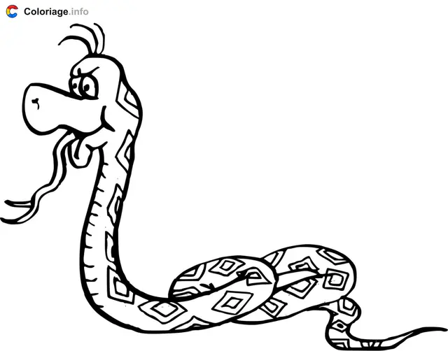 Coloriage Serpent tire la langue - Serpent à imprimer