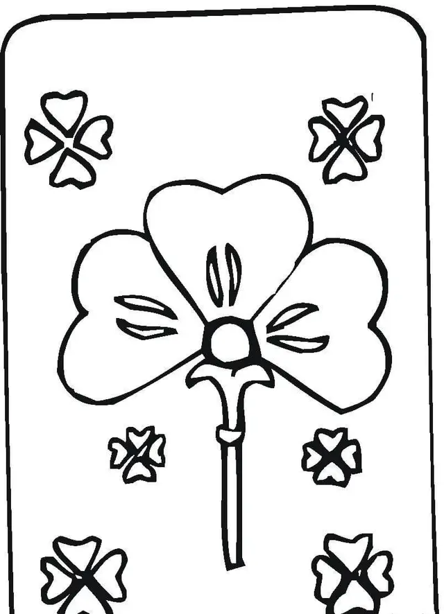 Ausmalbild Kleeblatt-Karte zum St. Patrick's Day zum Ausdrucken
