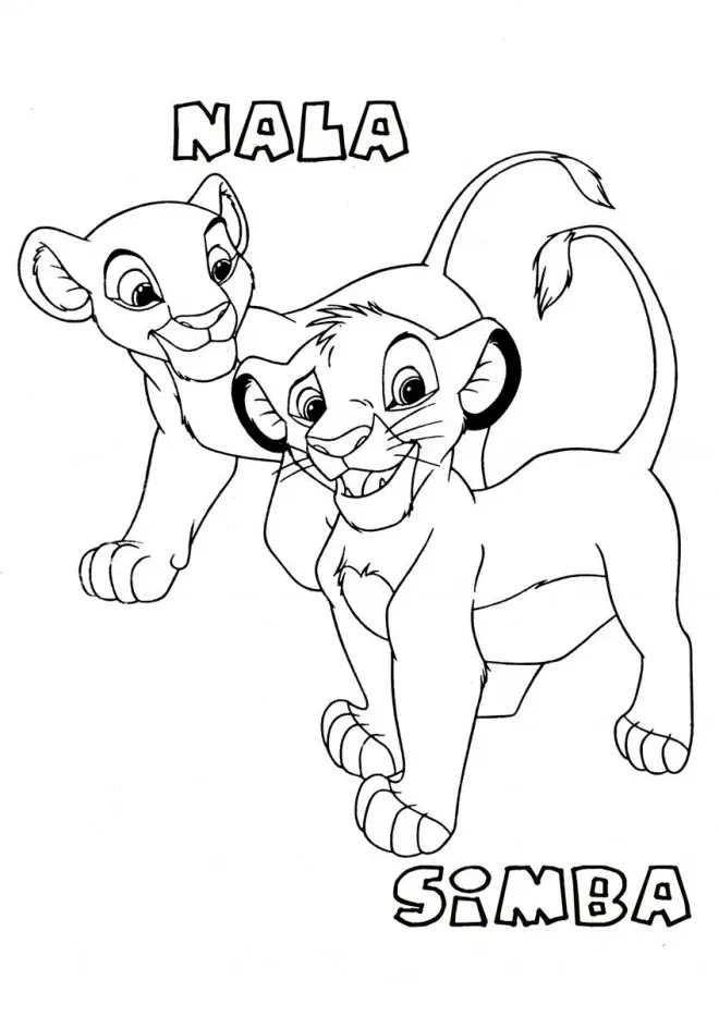 Coloriage Simba Et Nala Bébé Roi Lion - Roi lion à imprimer