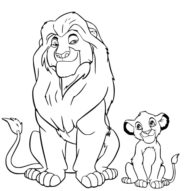 Coloriage Simba Et Son Père Mufasa - Simba à imprimer