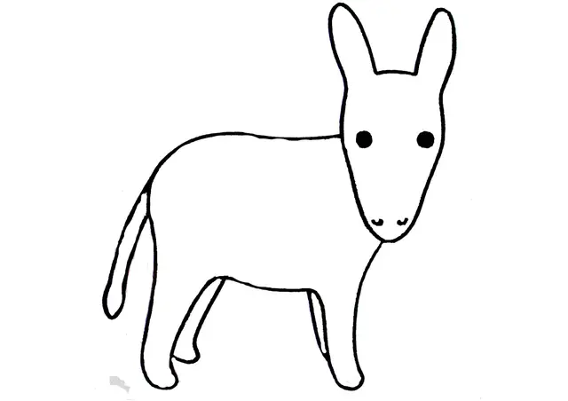 Coloriage Âne basique et mignon - Âne à imprimer