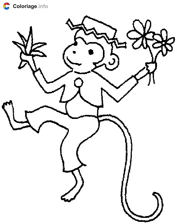 Monkey Wearing a Hat coloring page to print