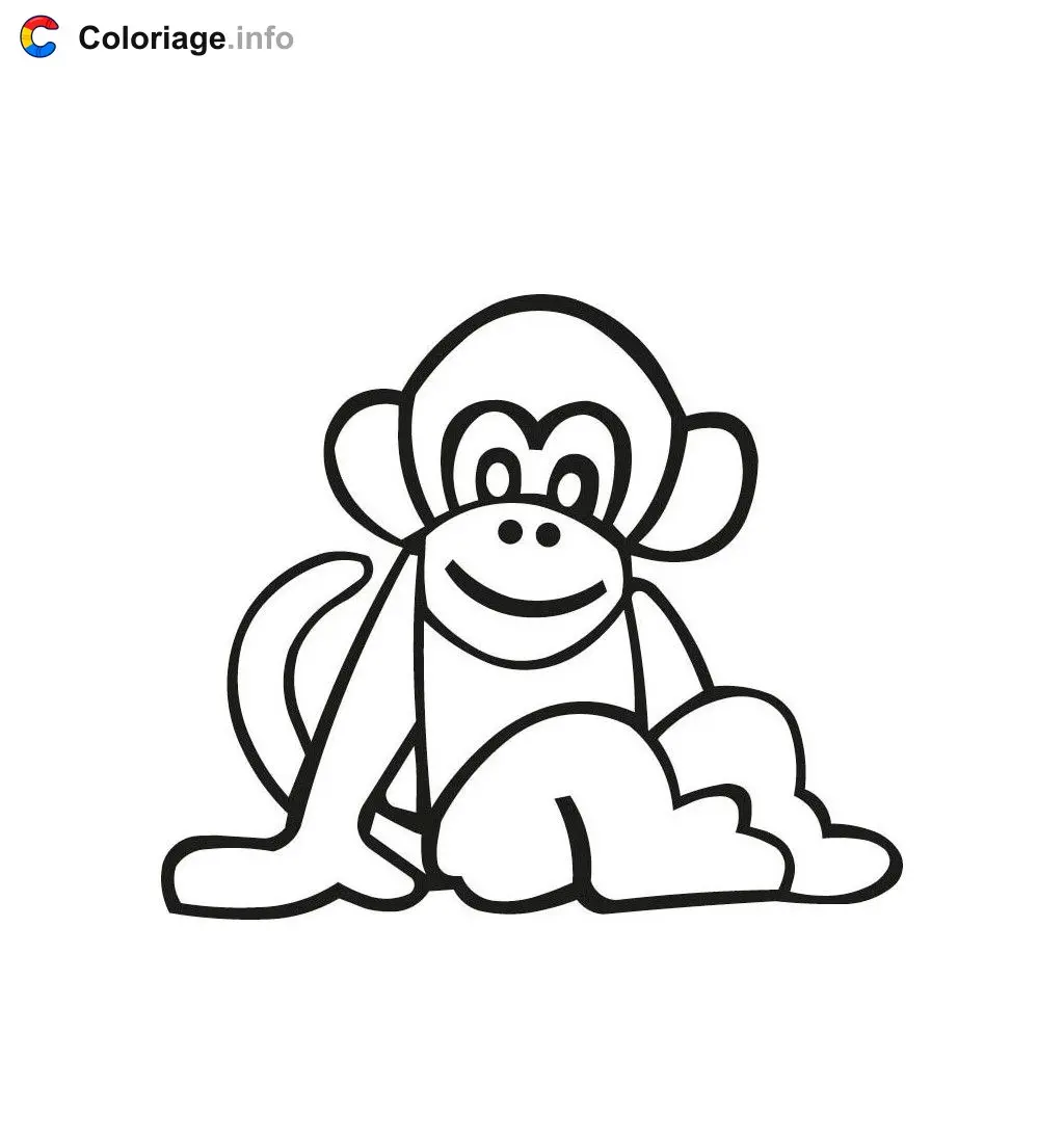 Easy Monkey coloring page to print
