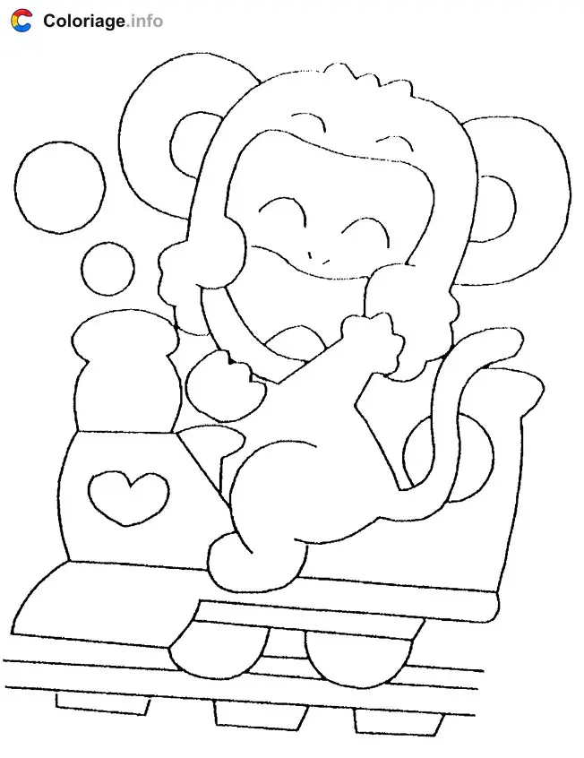 Playful Monkey coloring page to print