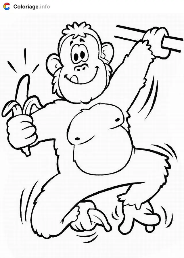 Coloriage Singe sur un arbre - Singe à imprimer