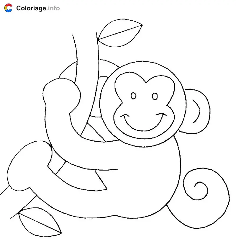 Monkey Swinging on a Vine coloring page to print