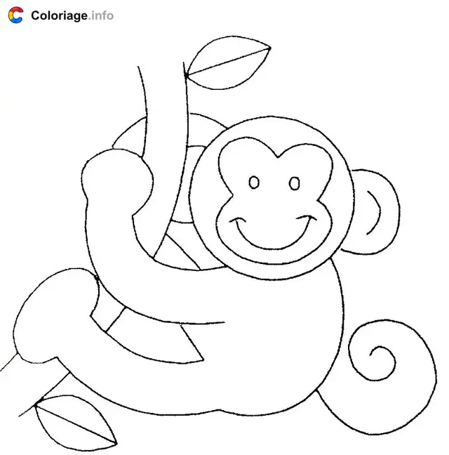 Coloriage Singe sur une liane - Singe à imprimer