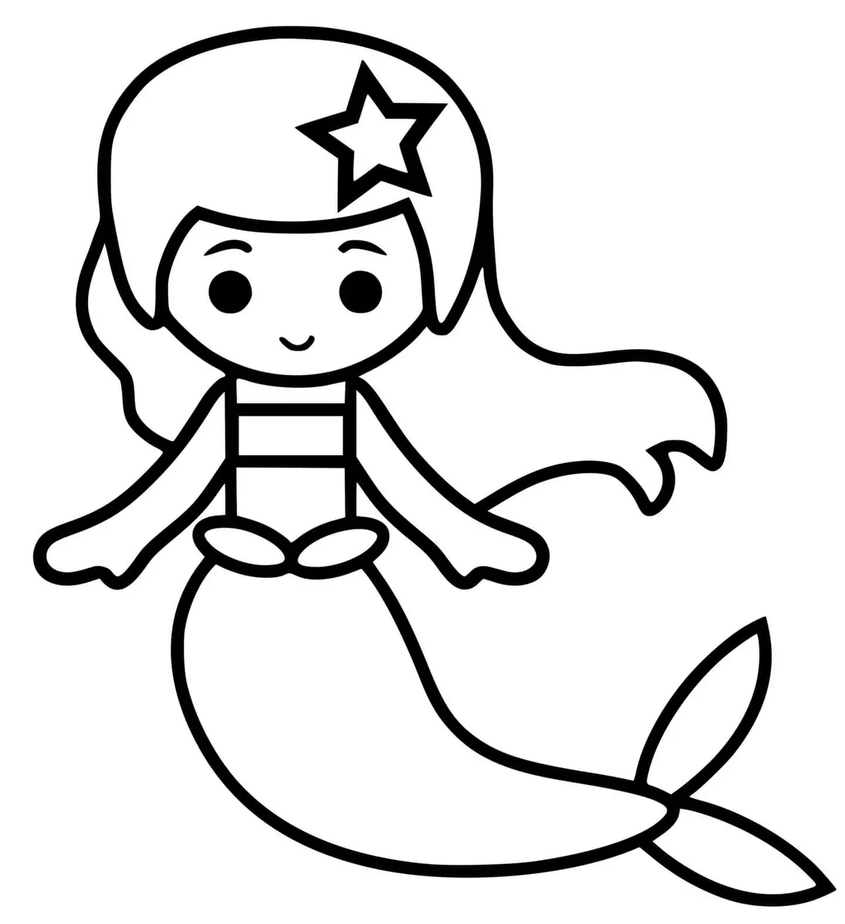 Coloriage Sirène Facile Scandinave - Sirène à imprimer