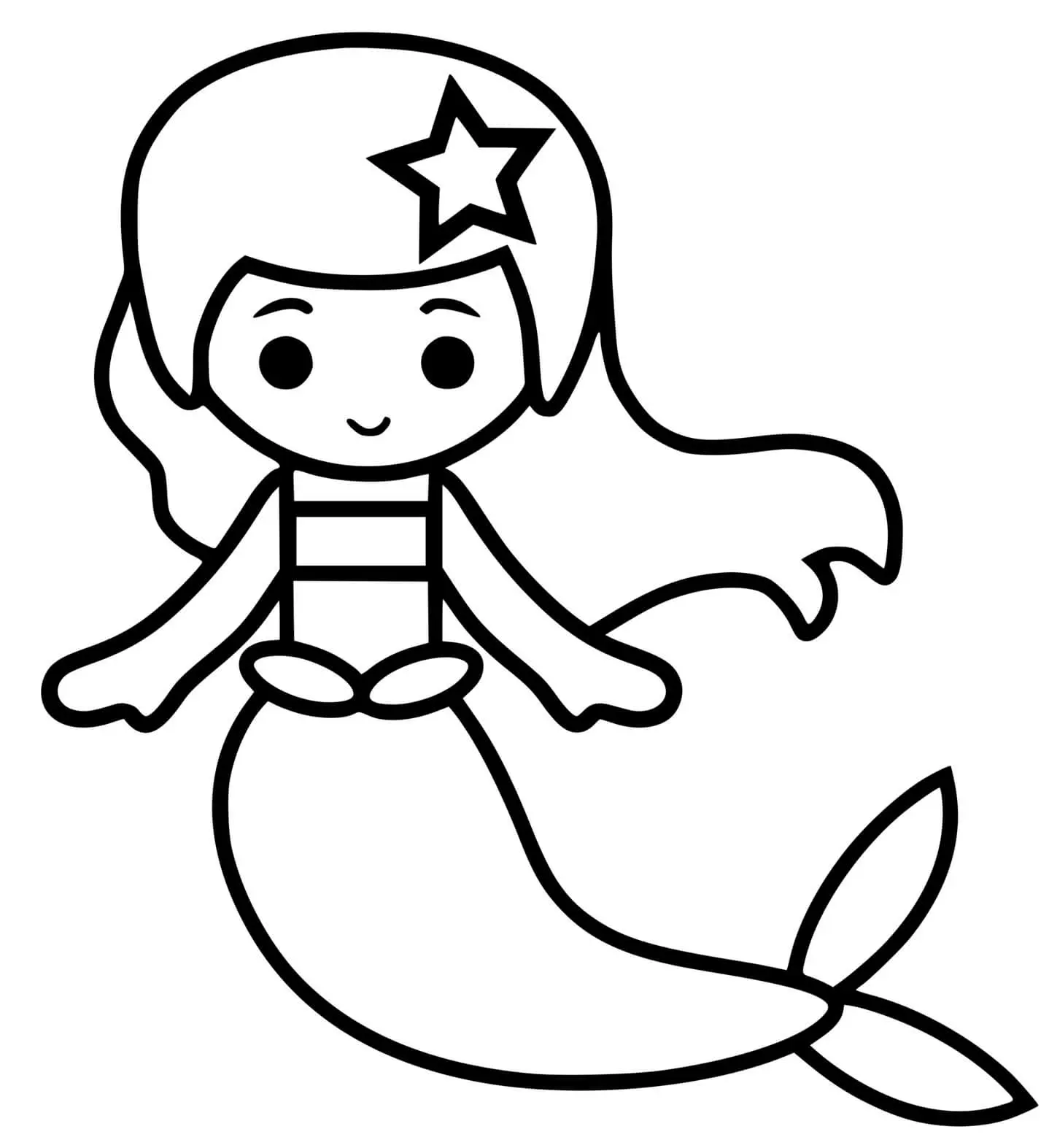 Coloriage Sirène Facile Scandinave - Sirène à imprimer
