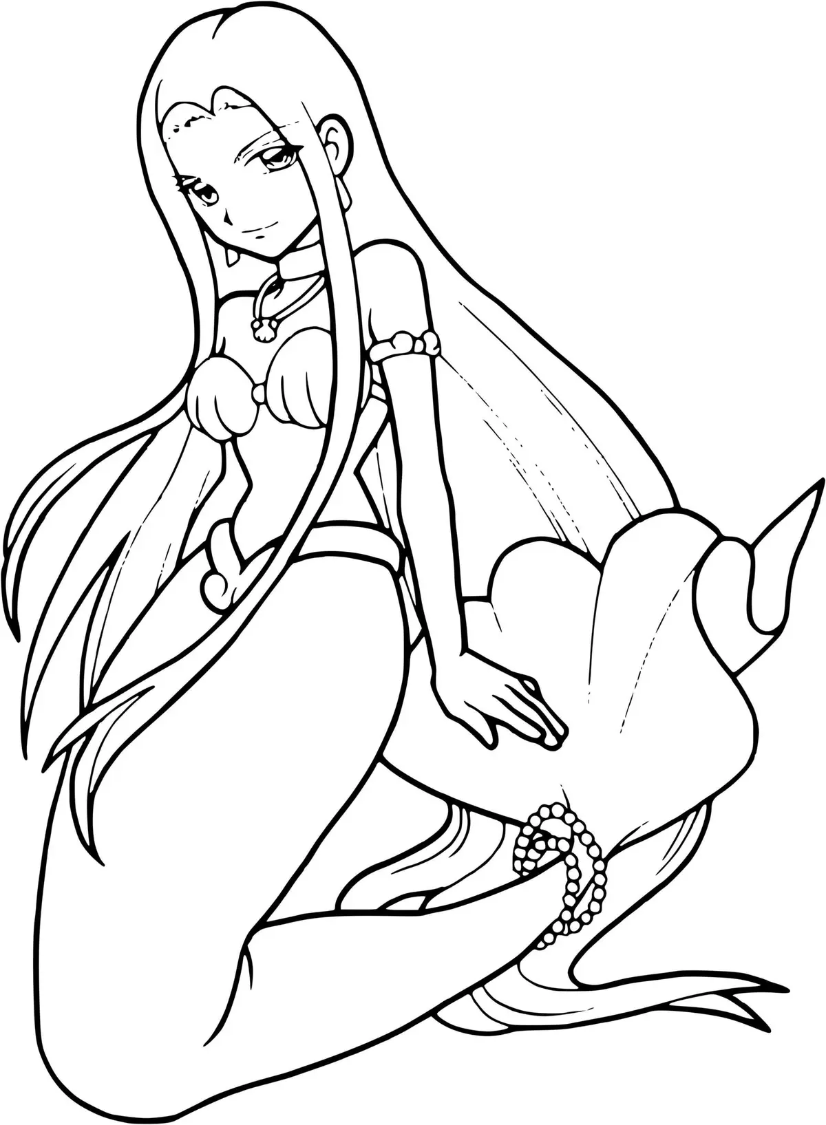 Coloriage Sirène Japonais Manga - Sirène à imprimer