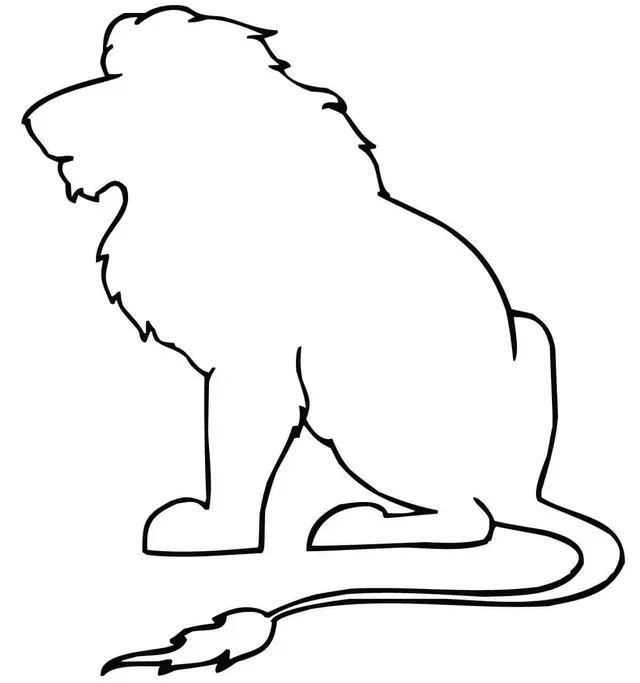 Coloriage Lion Assis en Silhouette - Lion à imprimer