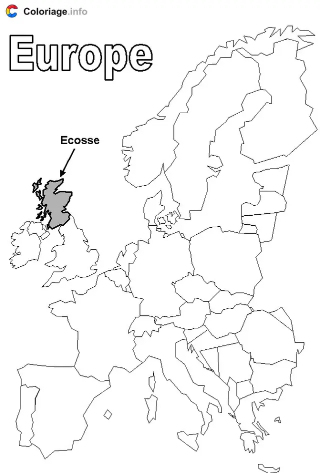 Coloriage Situer l'Écosse en Europe - Écosse à imprimer