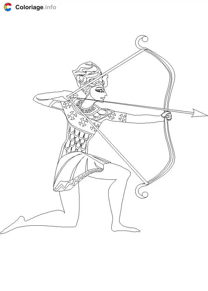 Egyptian Soldier with Bow coloring page to print