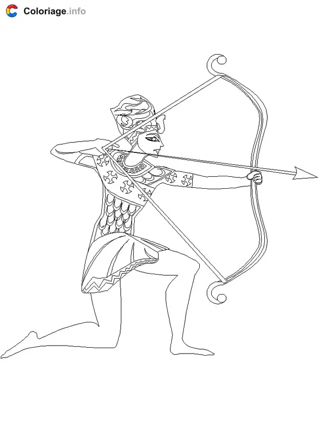 Coloriage Soldat égyptien avec un arc - Égypte à imprimer