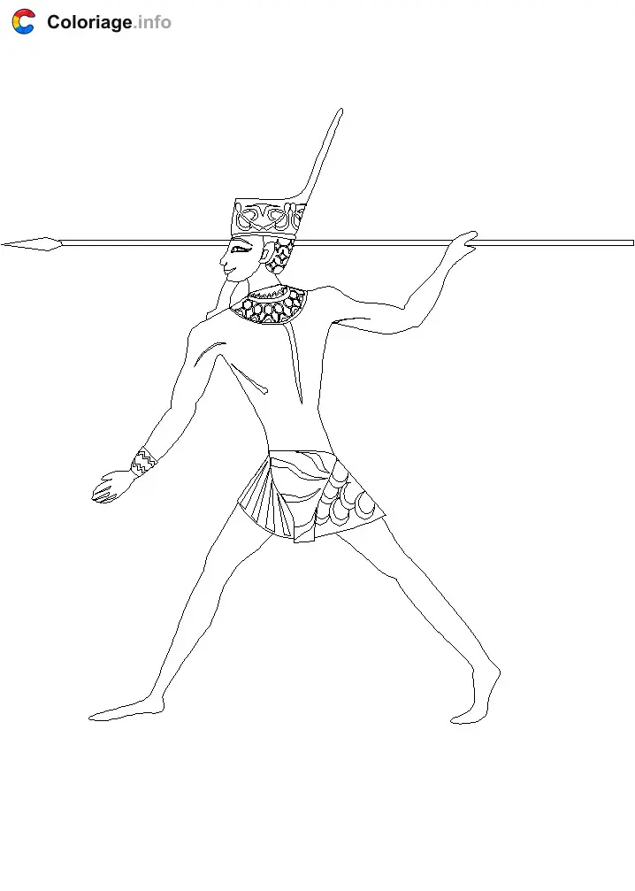 Egyptian Soldier with Spear coloring page to print