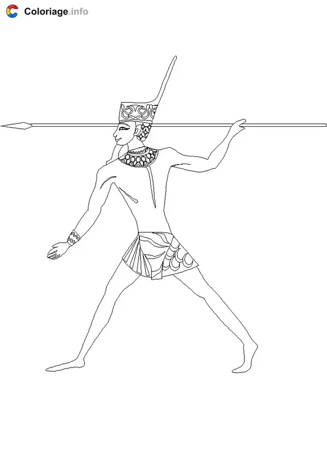 Coloriage Soldat égyptien avec une lance - Égypte à imprimer