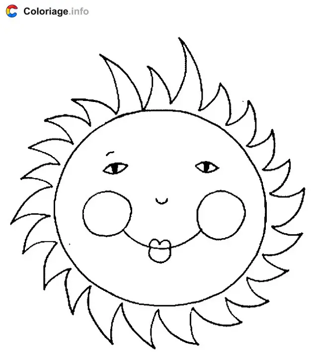Coloriage Soleil avec de grosses joues - Soleil à imprimer