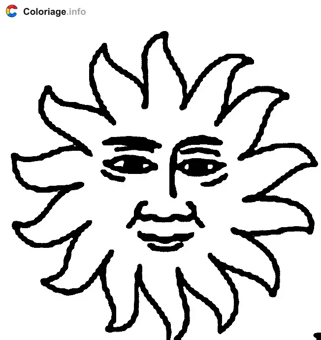Smiling Sun with a Face coloring page to print
