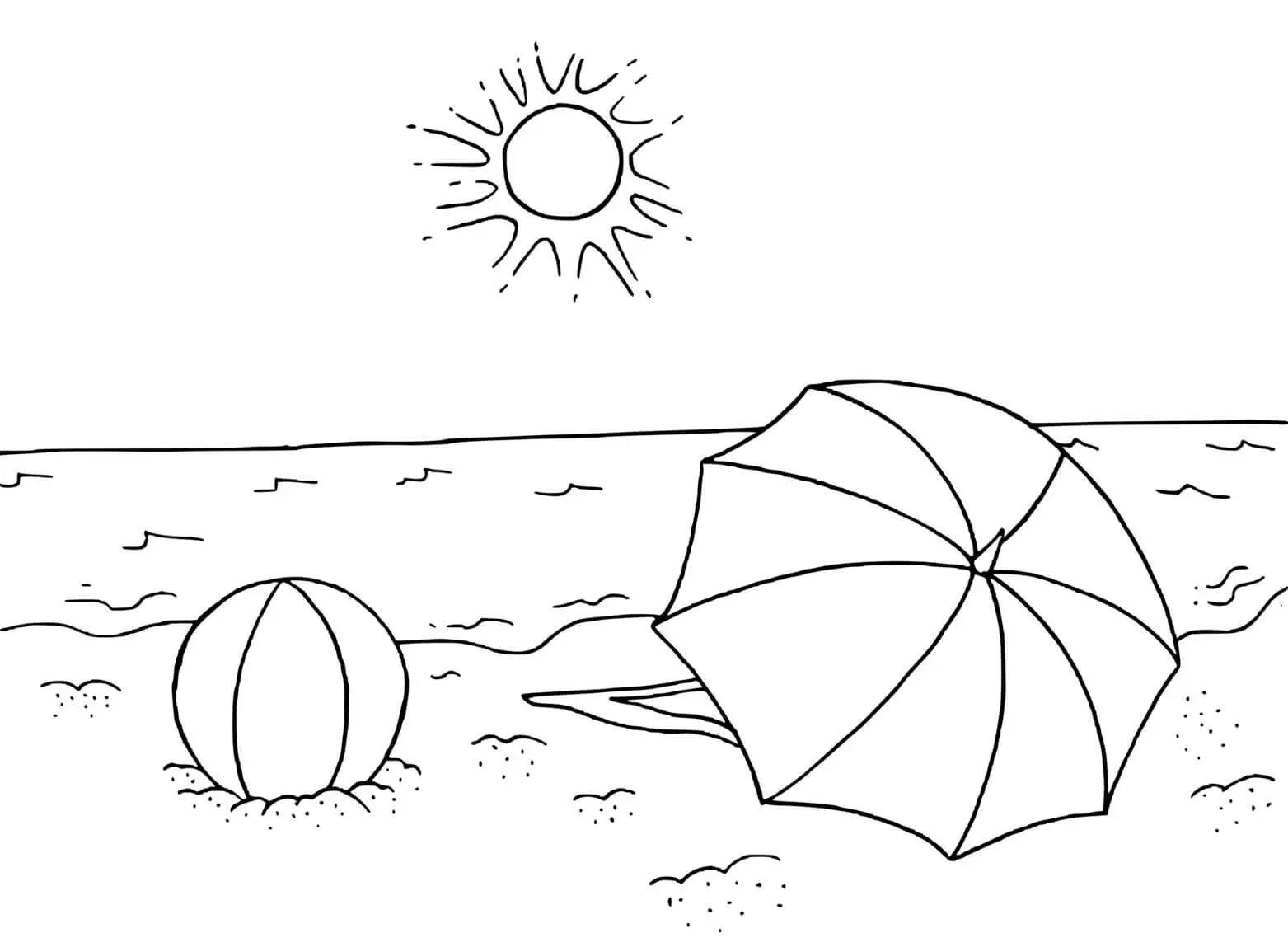 Coloriage Soleil Chaud Plage Fraiche - Plage à imprimer