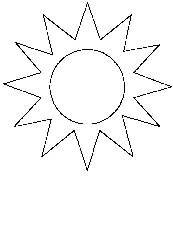Bright Radiant Sun with Simple Lines coloring page to print