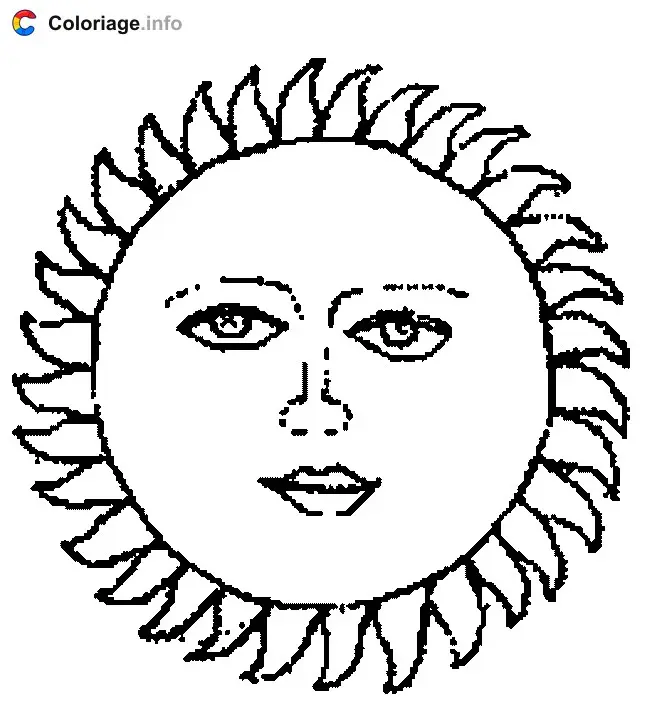 Bright Round Sun coloring page to print