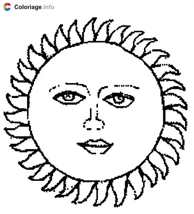 Coloriage Soleil rond - Soleil à imprimer
