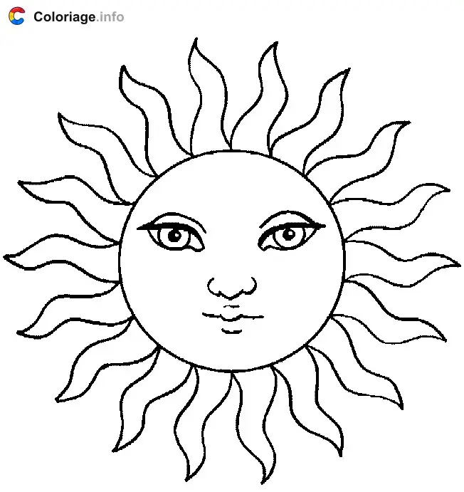 Bright Sun coloring page to print