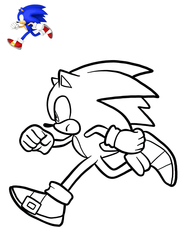 Disegno di Sonic the Hedgehog a tutta velocità da stampare