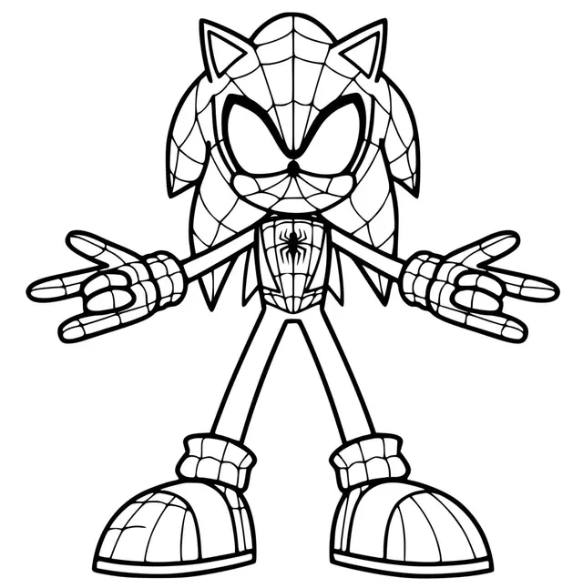 Coloriage Sonic Spiderman - Sonic à imprimer