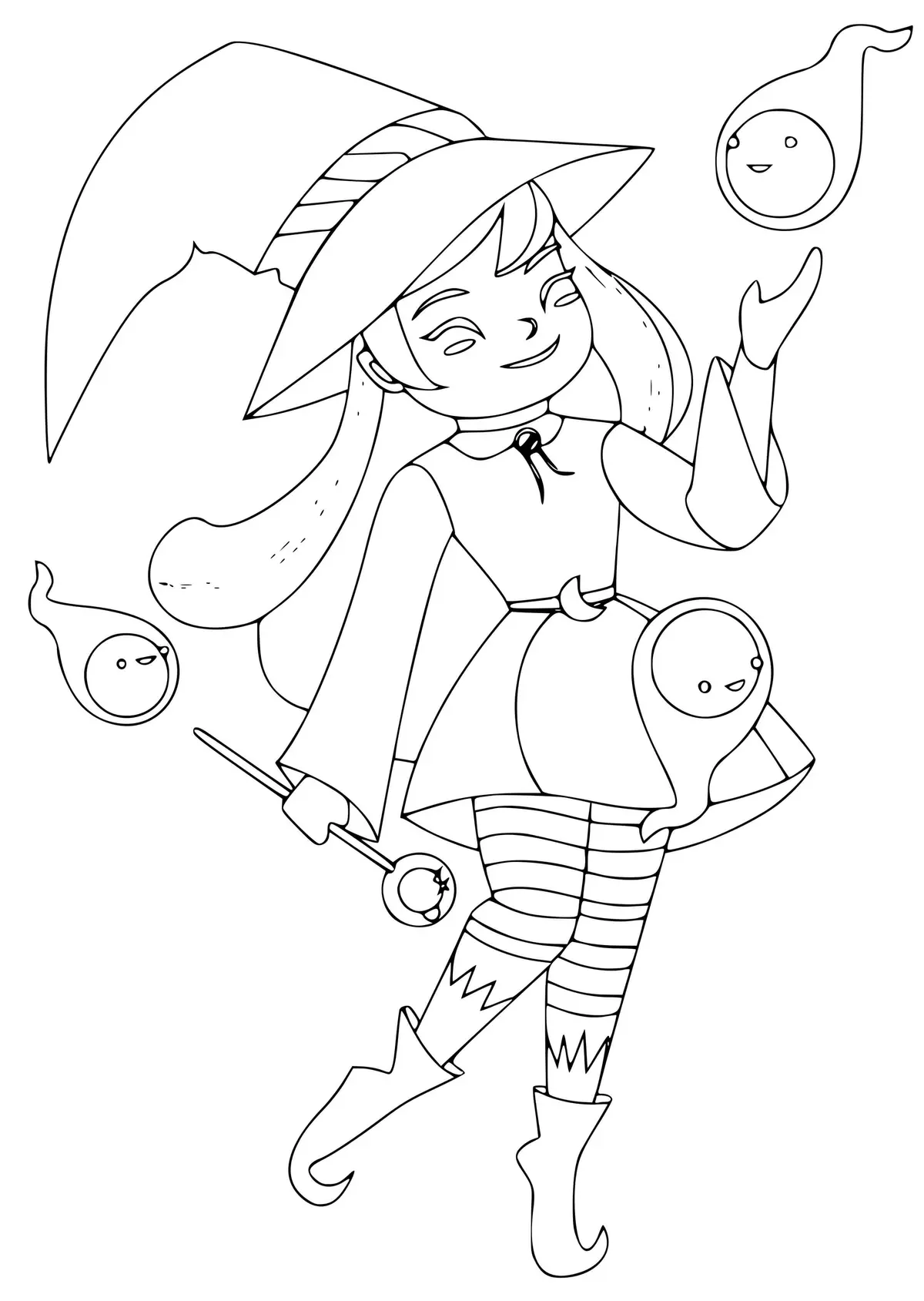 Desenho de Bruxa Icônica da Festa de Halloween para colorir