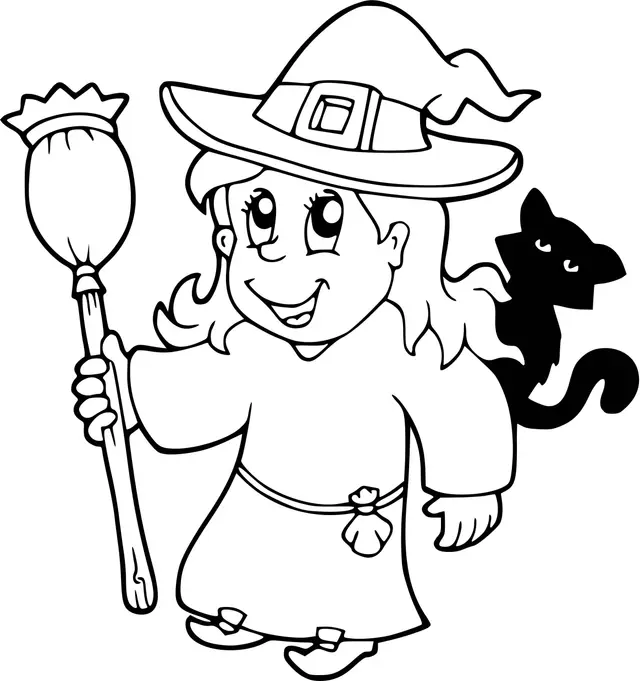 Coloriage Sorcière Possede Des Dons Surnaturels De Magie Halloween - Sorcière à imprimer