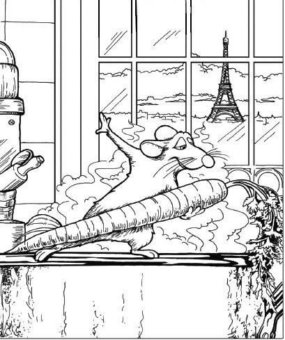 Coloriage Souris Carotte Tour Eiffel - Souris à imprimer